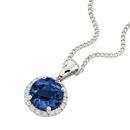 9ct-White-Gold-Created-Sapphire-Diamond-Pendant Sale