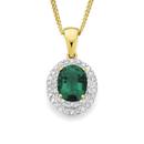 9ct-Gold-Created-Emerald-Diamond-Frame-Pendant Sale