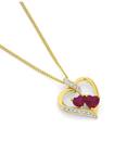 9ct-Gold-Created-Ruby-Diamond-Heart-Pendant Sale