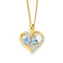9ct-Gold-Aquamarine-Diamond-Heart-Pendant Sale