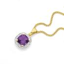 9ct-Gold-Amethyst-Diamond-Pendant Sale