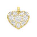 9ct-Gold-Two-Tone-Floral-Heart-Pendant Sale