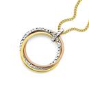 9ct-Gold-Tri-Tone-Triple-Diamond-Cut-Circle-Pendant Sale