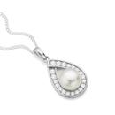 Silver-Cultured-Fresh-Water-Pearl-Cubic-Zirconia-Pear-Loop-Pendant Sale