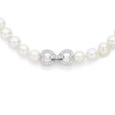 Silver-Cultured-Fresh-Water-Pearl-CZ-Heart-Infinity-Necklace Sale