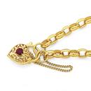 9ct-Gold-19cm-Created-Ruby-Belcher-Padlock-Bracelet Sale