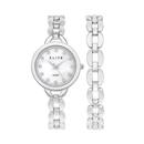 Elite-Ladies-Silver-Tone-Round-Dial-Bracelet-Set-Watch Sale