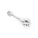 Silver-Steel-Stainless-White-Cubic-Zirconia-Round-Belly-Bar Sale