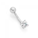 Sterling-Silver-Stainless-Steel-Round-Cubic-Zirconia-Belly-Bar Sale