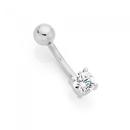 Silver-Stainless-Steel-Round-Cubic-Zirconia-Belly-Bar Sale