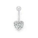 Silver-Stainless-Steel-Crystal-Heart-Belly-Bar Sale