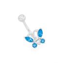 Silver-Stainless-Steel-Blue-CZ-Butterfly-Belly-Bar Sale