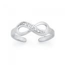 Silver-Cubic-Zirconia-Infinity-Toe-Ring Sale