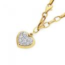 9ct-Gold-on-Silver-19cm-Crystal-Heart-Charm-Bracelet Sale