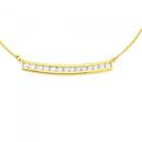 9ct-Gold-on-Silver-CZ-Curved-Bar-Necklace Sale