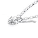 Silver-Cubic-Zirconia-Filigree-Heart-Padlock-Bracelet Sale