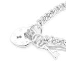 Silver-19cm-Padlock-with-Key-Bracelet Sale