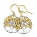 Silver-Two-Tone-Tree-Of-Life-In-Circle-Drop-Earrings Sale