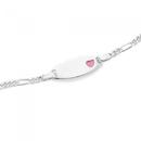 Sterling-Silver-175cm-Figaro-31-Heart-Enamel-Charm-Oval-Identity-Bracelet Sale