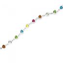 Sterling-Silver-17cm-Multi-Colour-Crystal-Heart-Bracelet Sale