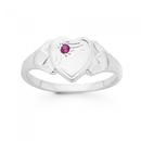 Silver-Created-Ruby-Heart-Signet-Ring-Size-G Sale