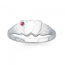 Sterling-Silver-Red-Cubic-Zirconia-Double-Heart-Signet-Ring Sale