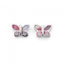 Silver-Pink-Enamel-Butterfly-Earrings Sale