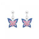 Silver-Pink-Blue-Butterfly-Drop-Earrings Sale