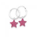 Silver-Childrens-Pink-Crystal-Star-Hoops Sale