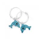 Silver-Aqua-Crystal-Dolphin-Hoops Sale