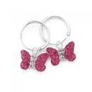 Silver-Pink-Crystal-Butterfly-Hoops Sale
