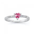 Silver-Tween-Pink-Cubic-Zirconia-Heart-Ring Sale