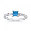 Sterling-Silver-Tween-Square-Blue-Cubic-Zirconia-Ring Sale