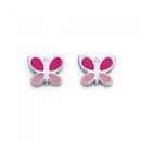 Sterling-Silver-Pink-Butterfly-Enamel-Earrings Sale