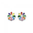 Silver-Multi-Colour-Enamel-Flower-Stud-Earrings Sale