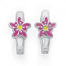 Sterling-Silver-Pink-Green-Enamel-Flower-Huggies Sale