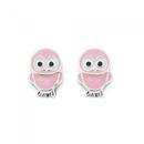 Silver-Pink-Enamel-Owl-Stud-Earrings Sale