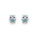 Silver-Blue-Enamel-Owl-Stud-Earrings Sale