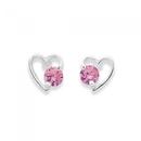 Silver-Pink-Cubic-Zirconia-Heart-Studs Sale