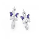 Silver-Lavender-Enamel-Butterfly-Hoops Sale