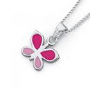 Sterling-Silver-Pink-Enamel-Butterfly-Pendant Sale