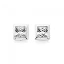 Silver-5mm-Square-Bezel-Cubic-Zirconia-Stud-Earrings Sale