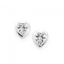 Silver-Cubic-Zirconia-Heart-Studs Sale