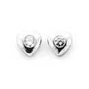 Silver-Puff-Heart-With-Round-Cubic-Zirconia-Studs Sale