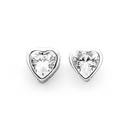 Silver-Cubic-Zirconia-Bezel-Heart-Studs Sale