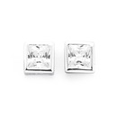 Silver-6mm-Square-Bezel-Cubic-Zirconia-Studs Sale