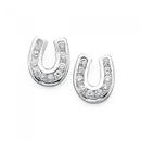 Sterling-Silver-Cubic-Zirconia-Horse-Shoe-Earrings Sale