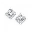 Sterling-Silver-Square-Fancy-Cubic-Zirconia-Studs Sale