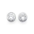 Silver-8mm-Bezel-Cubic-Zirconia-Studs Sale