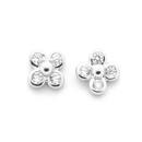 Silver-Small-Cubic-Zirconia-Flower-Studs Sale